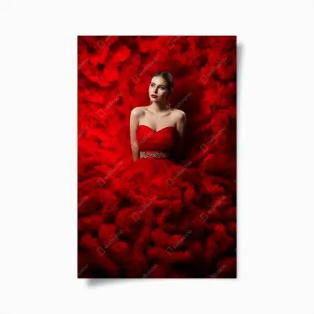 Poster muse en robe rouge luxueuse – Wallnifity®