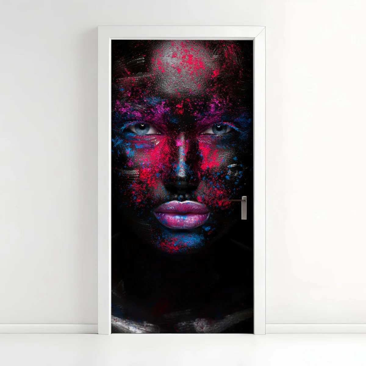 Sticker pour porte visage néon en contraste sur fond noir – Wallnifity® Sticker pour porte visage néon en contraste sur fond noir – Wallnifity®
