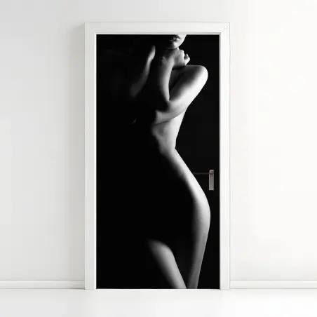 Sticker pour porte silhouette féminine en contre-jour – Wallnifity®