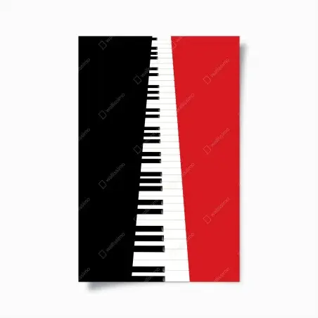 Poster clavier de piano en perspective noir et rouge – Wallnifity®