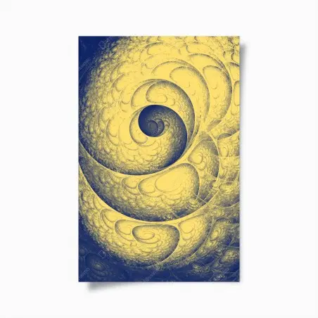 Poster spirale fractale jaune et bleue – Wallnifity®
