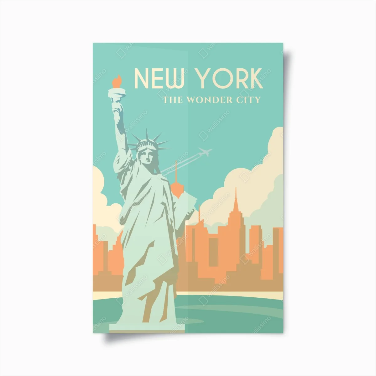 Poster vue rétro de New York avec la Statue de la Liberté – Wallnifity® Poster vue rétro de New York avec la Statue de la Liberté – Wallnifity®