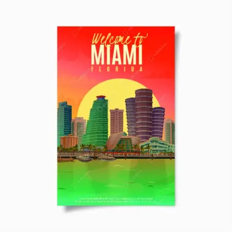Poster coucher de soleil à Miami, Floride – Wallnifity®