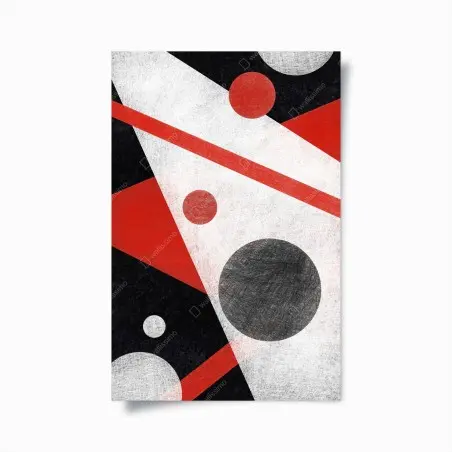 Poster composition géométrique rouge, noire et blanche – Wallnifity®