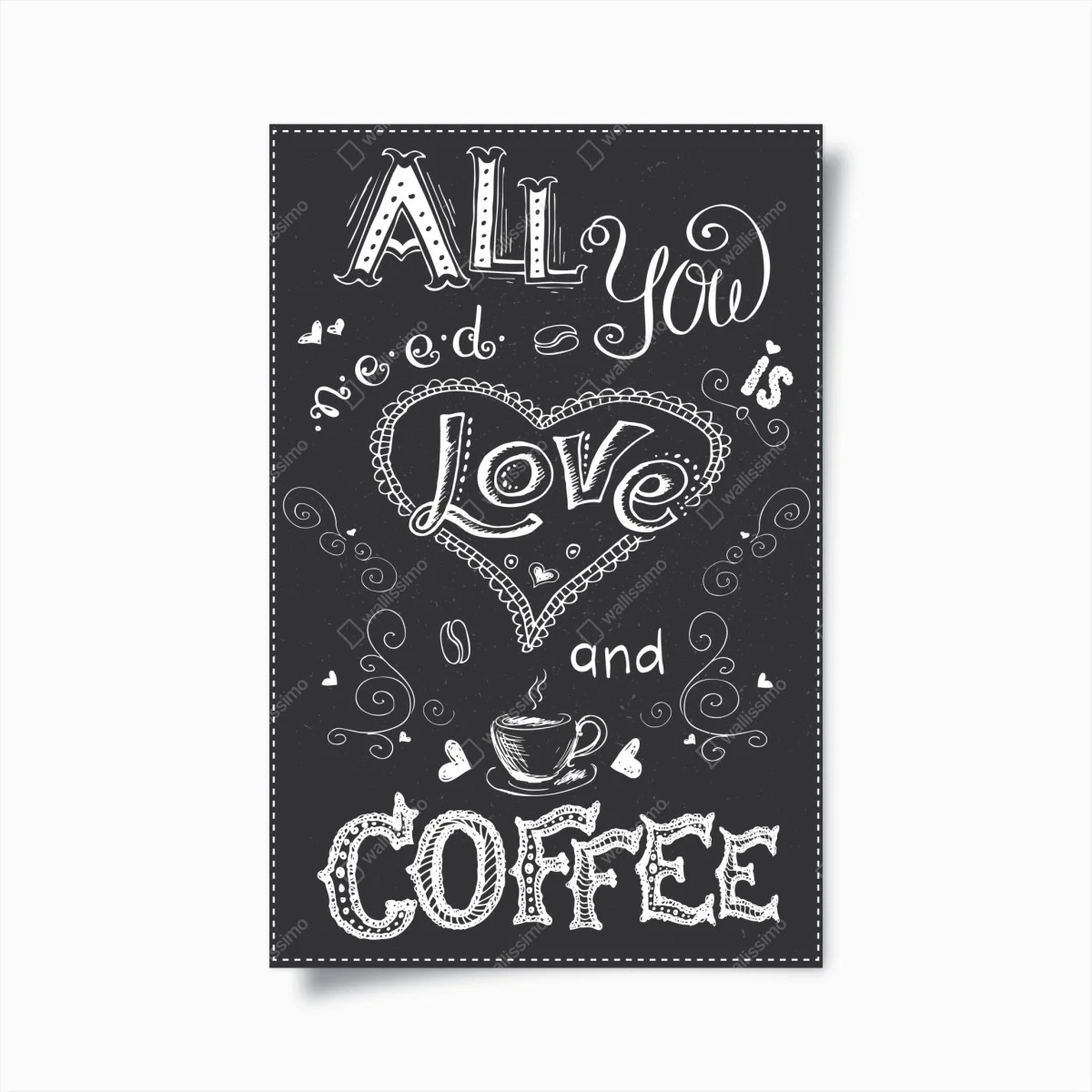Poster amour et café - lettrage dessiné à la main sur fond ardoise – Wallnifity® Poster amour et café - lettrage dessiné à la main sur fond ardoise – Wallnifity®