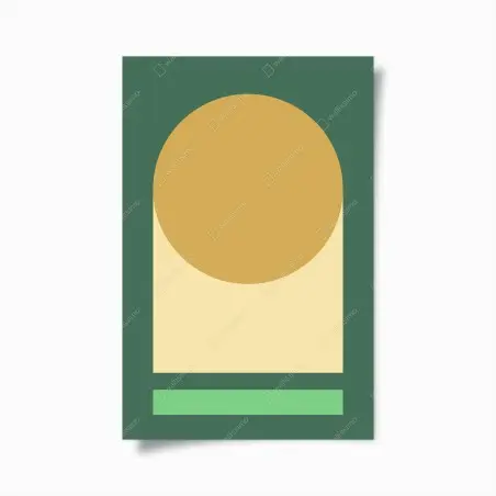 Poster composition géométrique ocre et vert – Wallnifity®