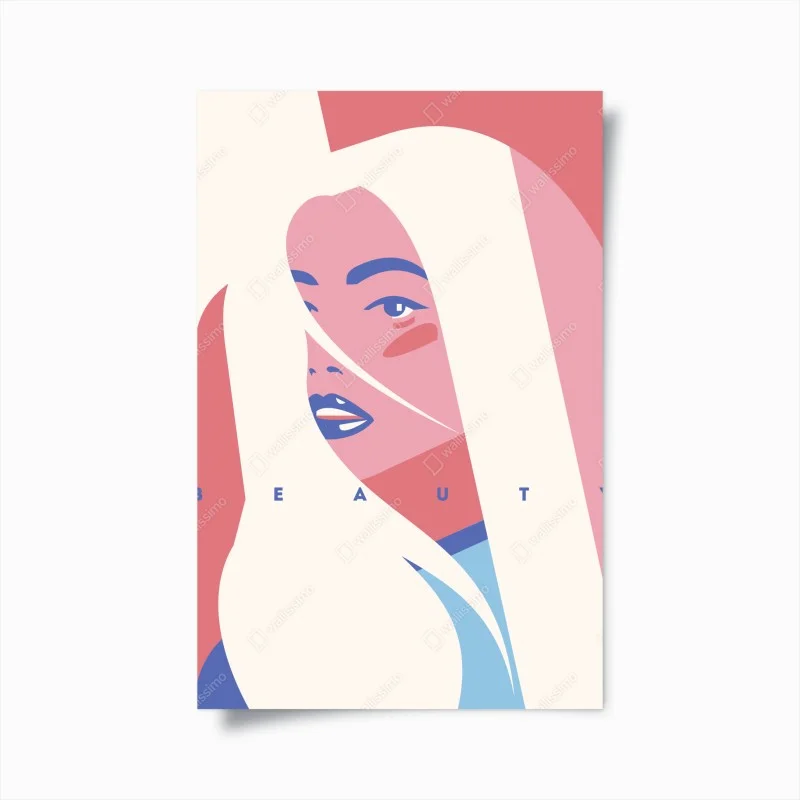 Poster portrait pop minimaliste aux tons pastel – Wallnifity®