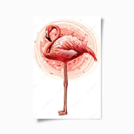 Poster flamant rose stylisé sur fond abstrait – Wallnifity®