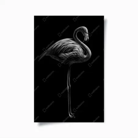 Poster flamant gracieux en monochrome – Wallnifity®
