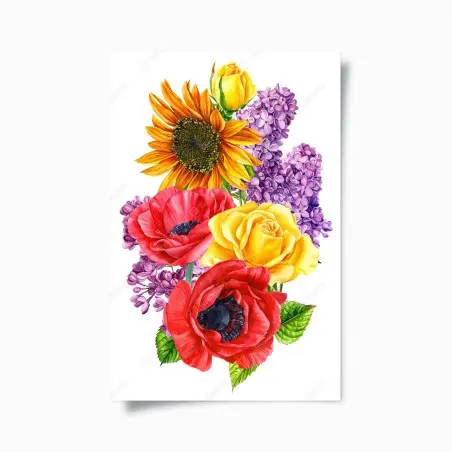 Poster bouquet coloré de fleurs d'été – Wallnifity®