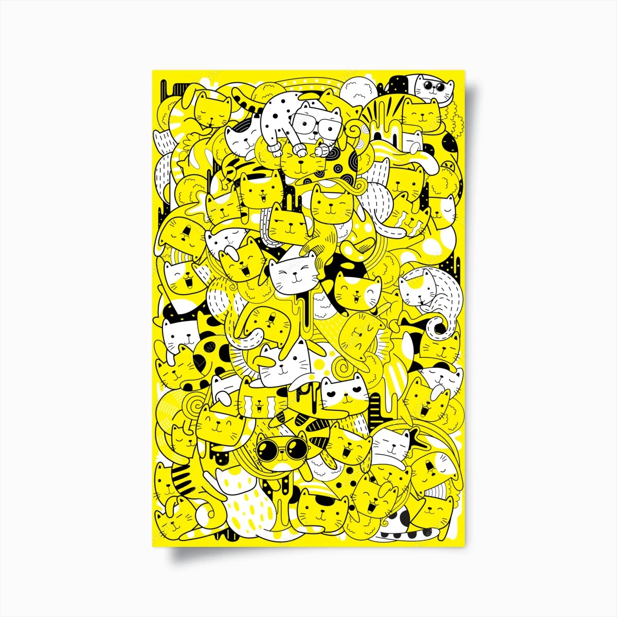 Poster jungle de chats en jaune et noir – Wallnifity® Poster jungle de chats en jaune et noir – Wallnifity®