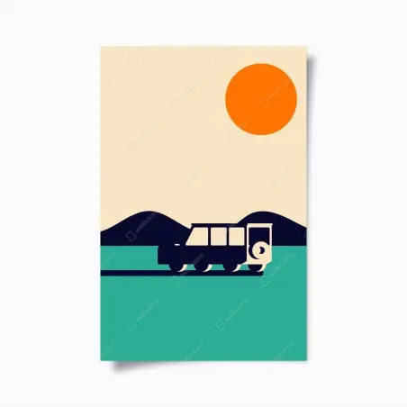 Poster escapade rétro au coucher de soleil – Wallnifity®