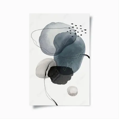 Poster composition abstraite aux nuances bleu-gris – Wallnifity®