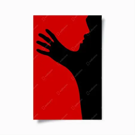 Poster silhouette romantique en contraste noir et rouge – Wallnifity®