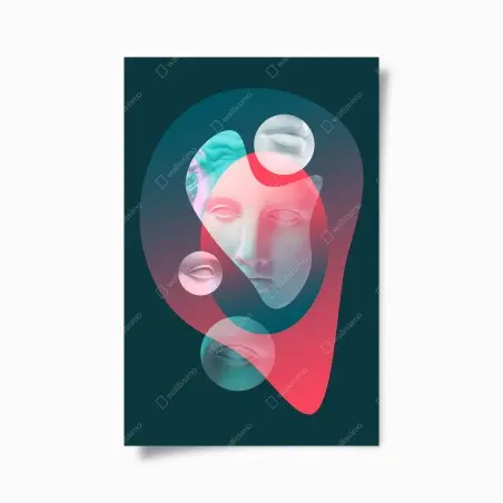 Poster visage surréaliste néon en pastels – Wallnifity®