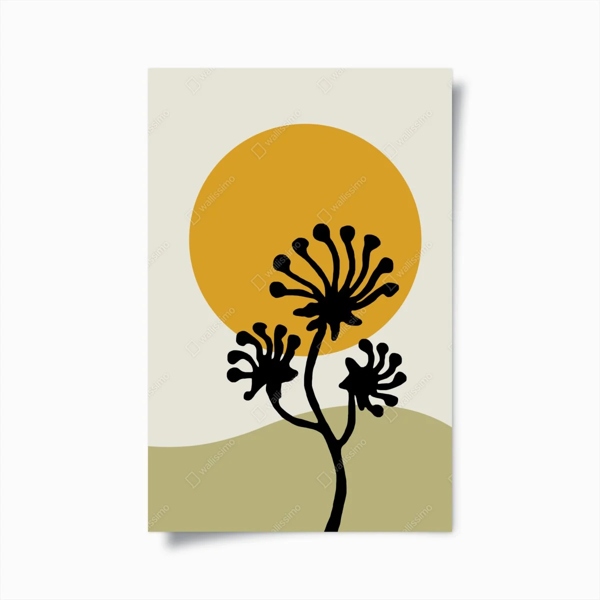 Poster fleurs en silhouette sur soleil doré – Wallnifity® Poster fleurs en silhouette sur soleil doré – Wallnifity®