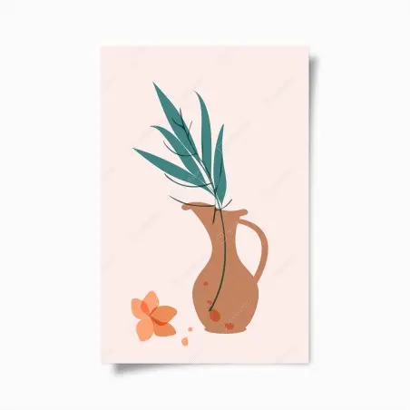 Poster vase en terre et feuillage minimaliste – Wallnifity®