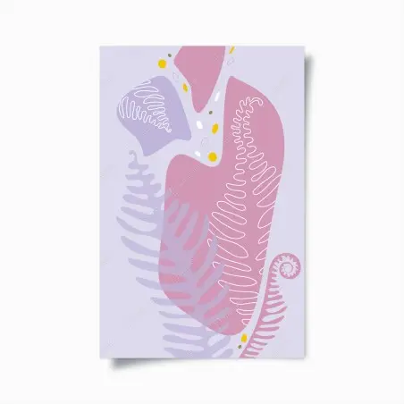 Poster motif botanique abstrait aux tons pastels – Wallnifity®