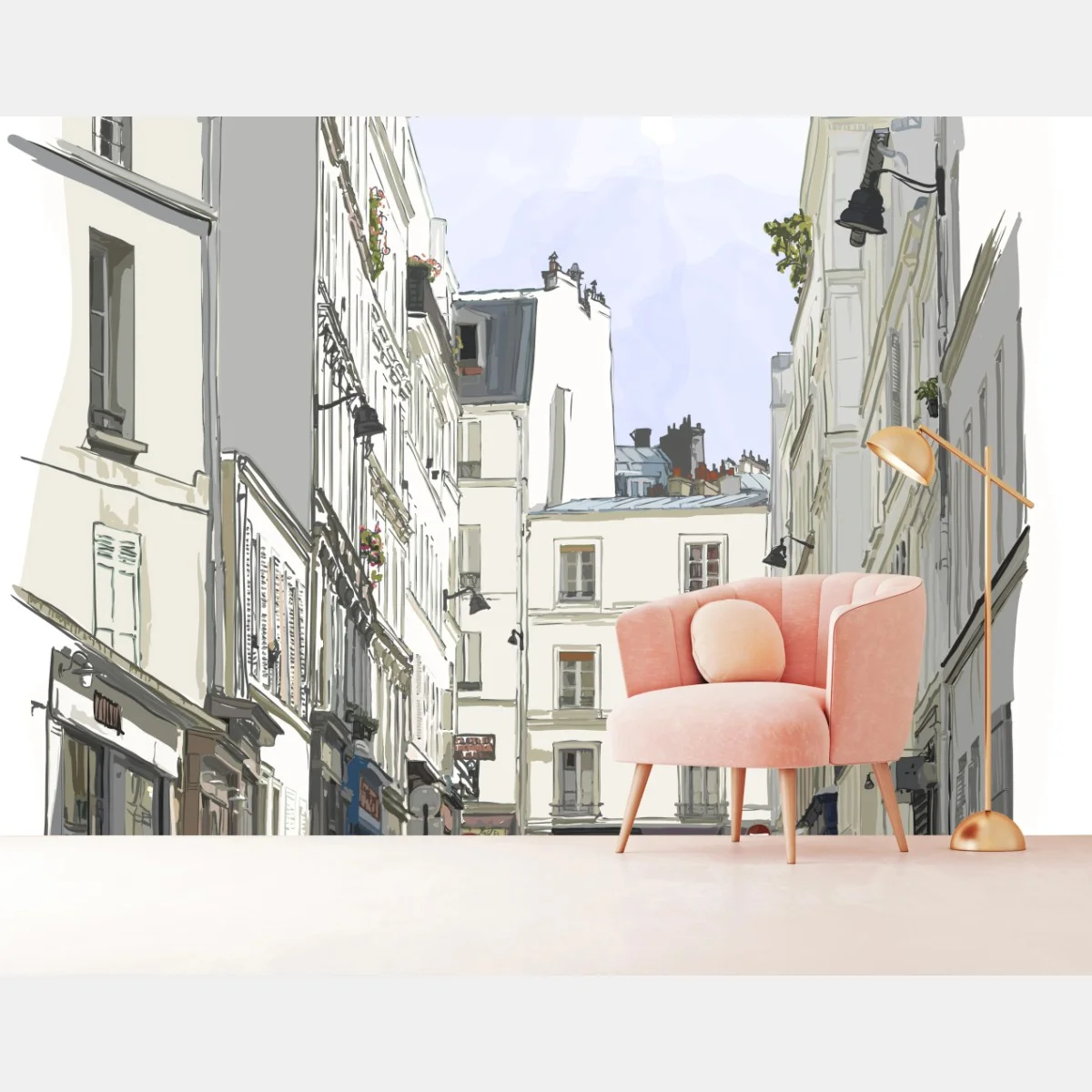 Papier peint ruelle parisienne à Montmartre – Wallnifity® Papier peint ruelle parisienne à Montmartre – Wallnifity®