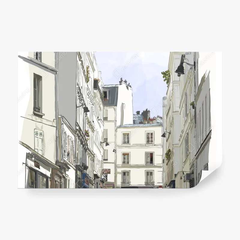 Papier peint ruelle parisienne à Montmartre – Wallnifity® Papier peint ruelle parisienne à Montmartre – Wallnifity®