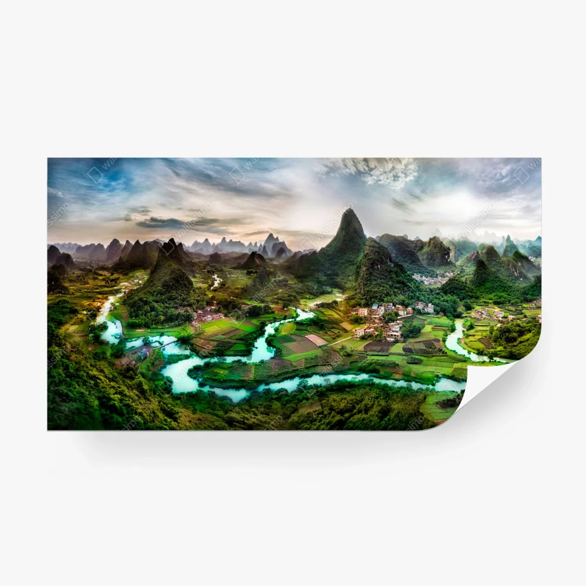 Papier peint paysage karstique avec rivière émeraude – Wallnifity® Papier peint paysage karstique avec rivière émeraude – Wallnifity®