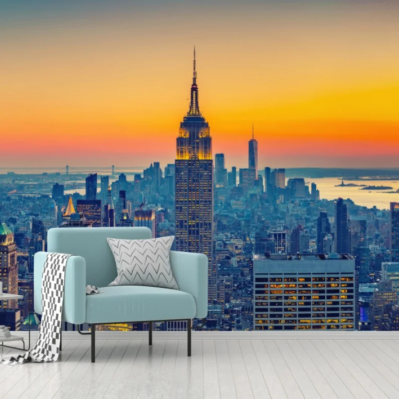 Papier peint vue panoramique de New York au coucher de soleil – Wallnifity® Papier peint vue panoramique de New York au coucher de soleil – Wallnifity®