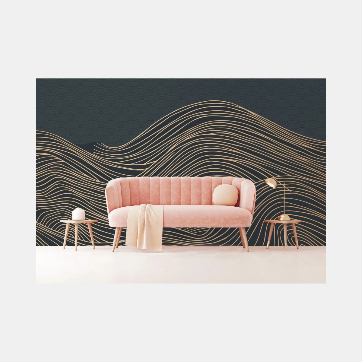 Papier peint vagues dorées en lignes fluides – Wallnifity® Papier peint vagues dorées en lignes fluides – Wallnifity®
