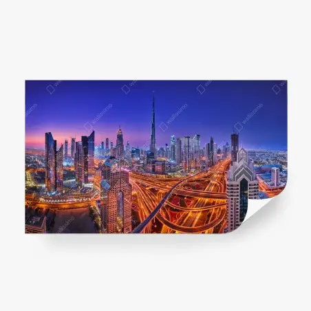 Papier peint panorama nocturne de Dubaï – Wallnifity®