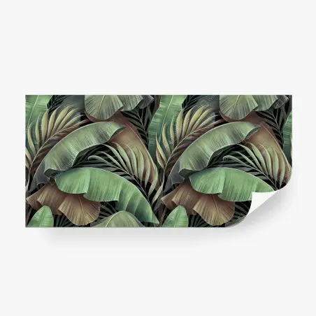 Papier peint fresque de feuillage tropical aux tons verts – Wallnifity®