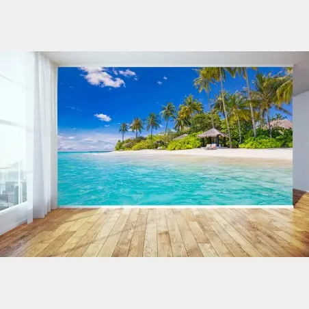 Papier peint plage tropicale paradisiaque bord de mer – Wallnifity®
