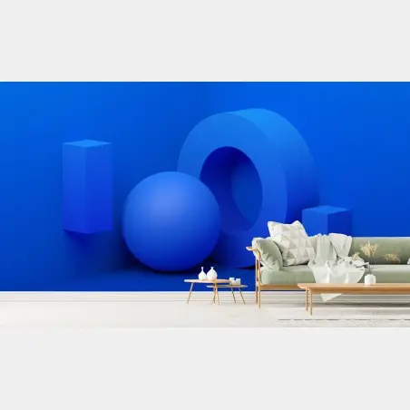 Papier peint composition géométrique bleue minimaliste – Wallnifity®