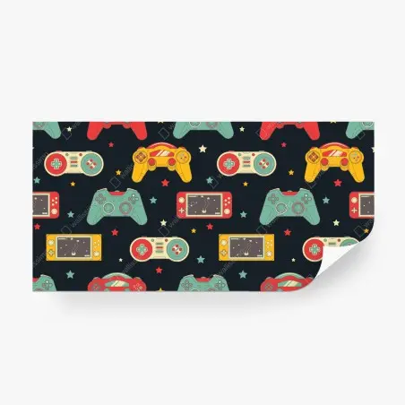 Papier peint motif rétro de manettes de jeu colorées – Wallnifity®