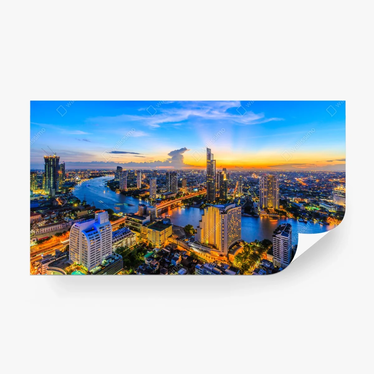 Papier peint panorama urbain au coucher de soleil sur Bangkok – Wallnifity®