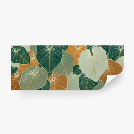 Papier peint motif de feuilles dorées vertes et ocres – Wallnifity®