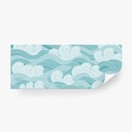 Papier peint océan stylisé en vagues turquoises – Wallnifity®