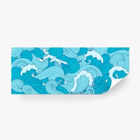 Papier peint vagues stylisées en nuances de bleu – Wallnifity®