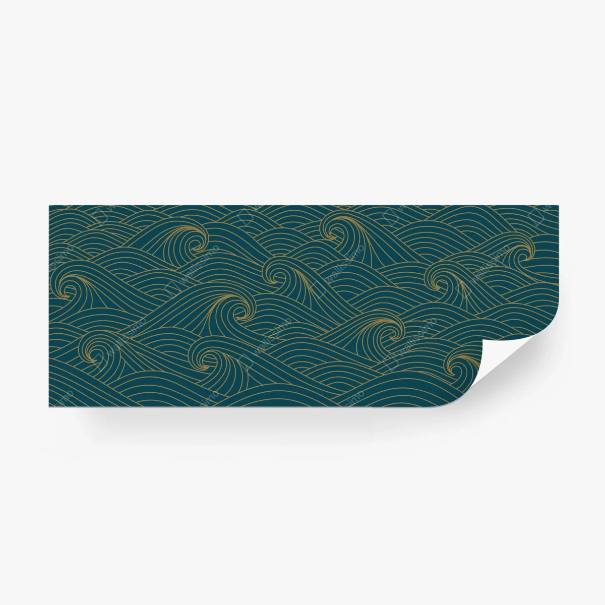 Papier peint motif de vagues dorées sur fond bleu canard – Wallnifity®