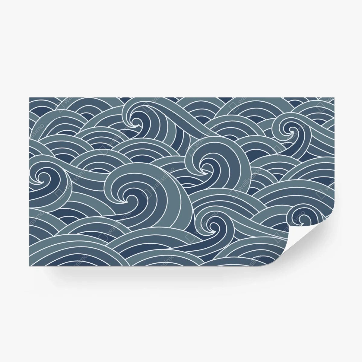 Papier peint vagues stylisées japonaises bleu-gris – Wallnifity® Papier peint vagues stylisées japonaises bleu-gris – Wallnifity®