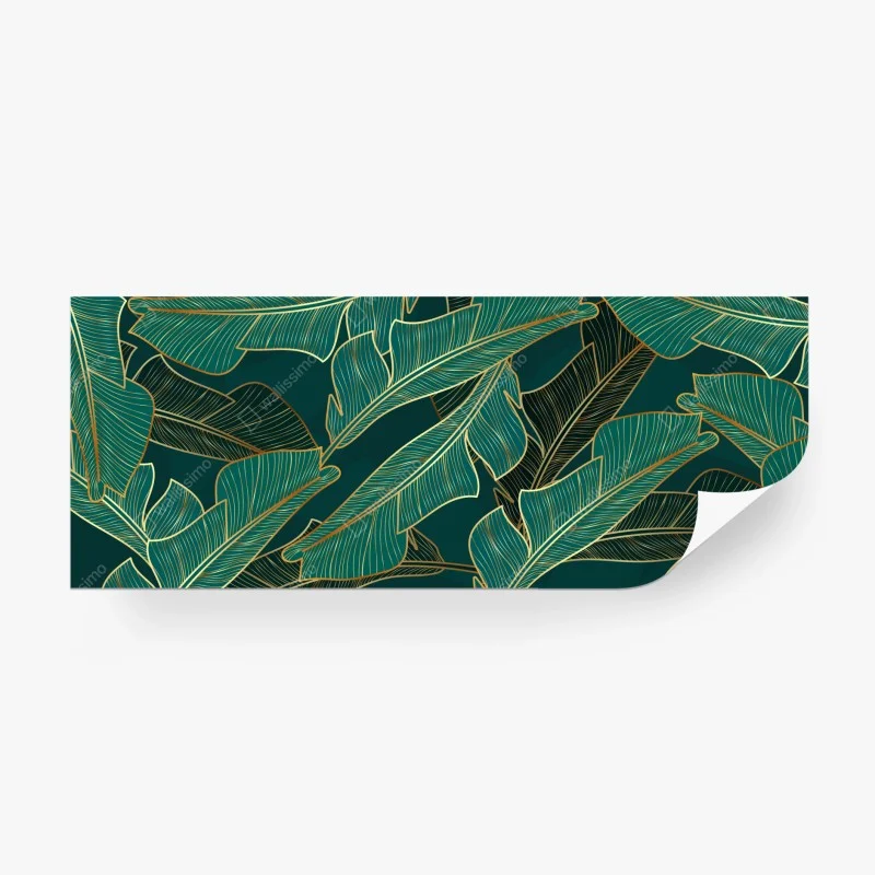 Papier peint éclat tropical doré sur fond émeraude – Wallnifity® Papier peint éclat tropical doré sur fond émeraude – Wallnifity®
