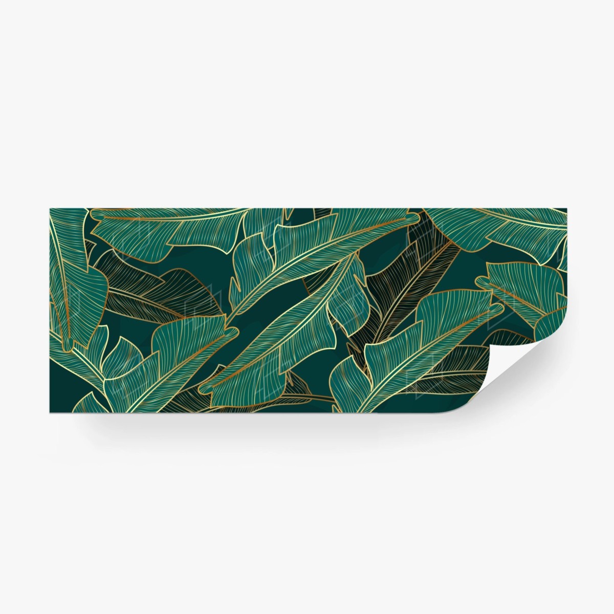 Papier peint éclat tropical doré sur fond émeraude – Wallnifity®