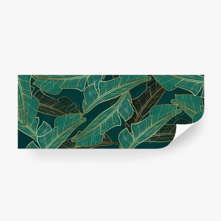 Papier peint éclat tropical doré sur fond émeraude – Wallnifity®