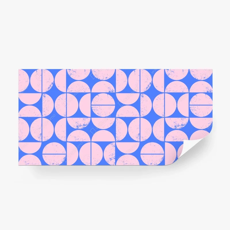 Papier peint motif géométrique rétro rose et bleu – Wallnifity®