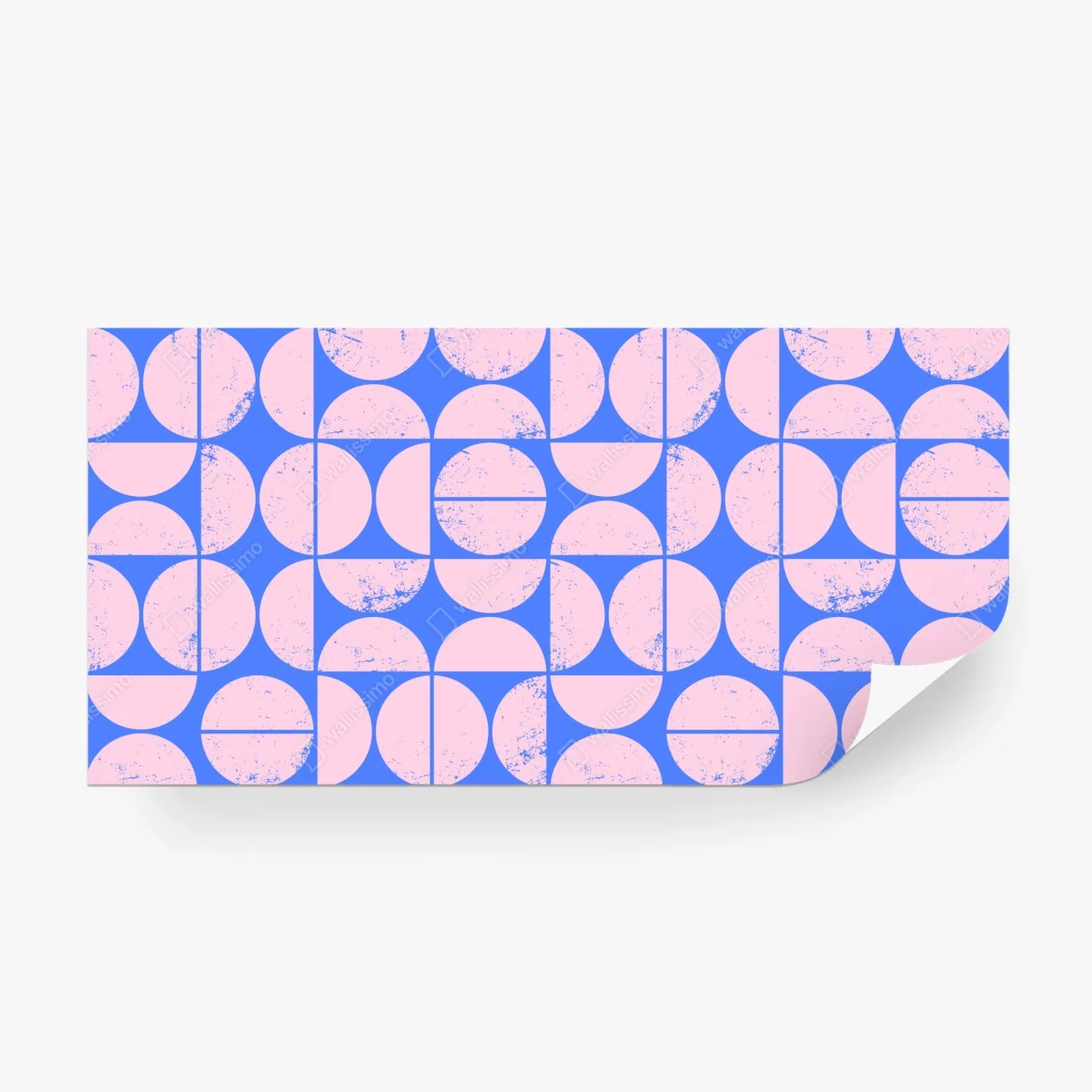 Papier peint motif géométrique rétro rose et bleu – Wallnifity®