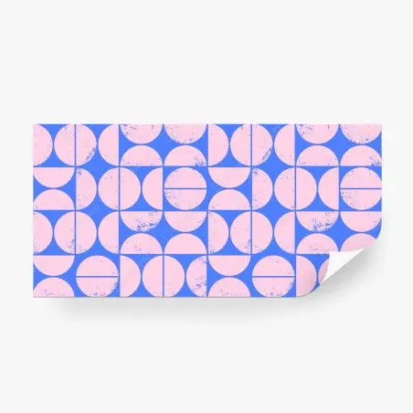 Papier peint motif géométrique rétro rose et bleu – Wallnifity®