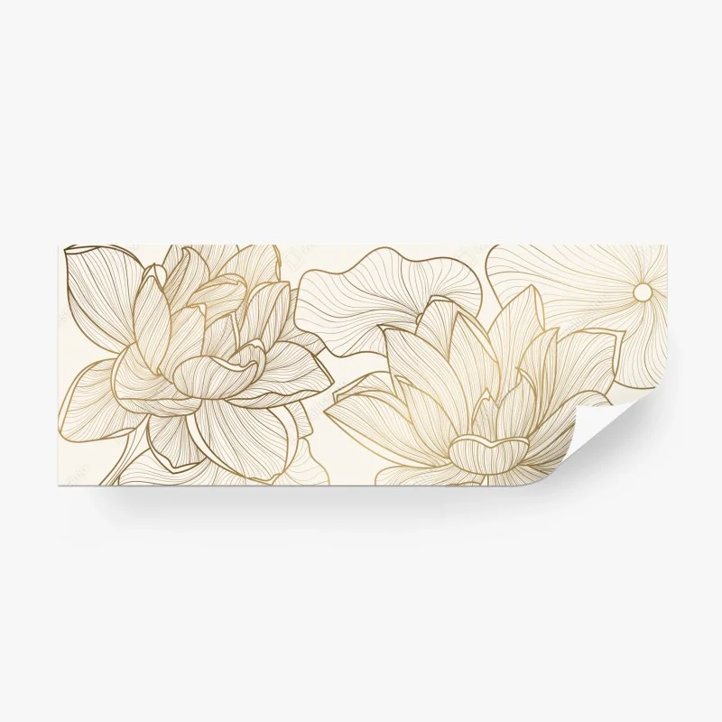 Papier peint fleurs de lotus dorées sur fond beige – Wallnifity® Papier peint fleurs de lotus dorées sur fond beige – Wallnifity®