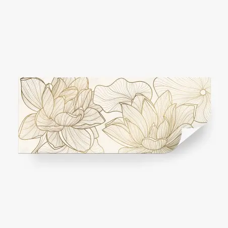 Papier peint fleurs de lotus dorées sur fond beige – Wallnifity®