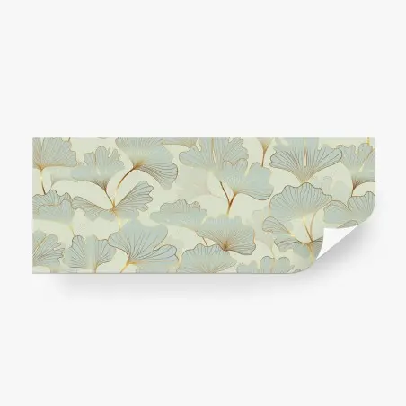Papier peint motif feuilles de ginkgo dorées sur fond pastel – Wallnifity®