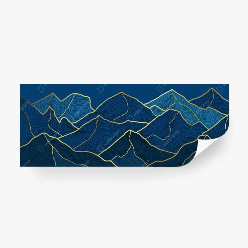 Papier peint paysage de montagnes aux lignes dorées – Wallnifity® Papier peint paysage de montagnes aux lignes dorées – Wallnifity®