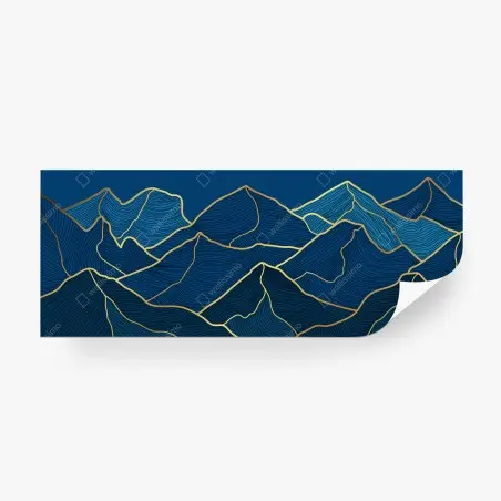 Papier peint paysage de montagnes aux lignes dorées – Wallnifity®