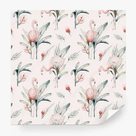 Papier peint motif tropical de flamants roses aquarelle – Wallnifity®
